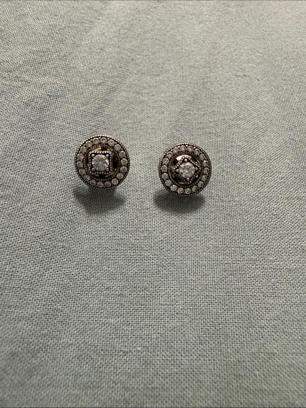 Pandora Silver Halo Stud Earrings - retired vintage allure